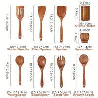 Best Wooden Kitchen Utensil Set – 8pcs Cooking Utensils with Holder & Spoon Rest