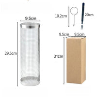 Stainless Steel BBQ Rolling Grill Basket – Portable & Durable for Outdoor Cooking