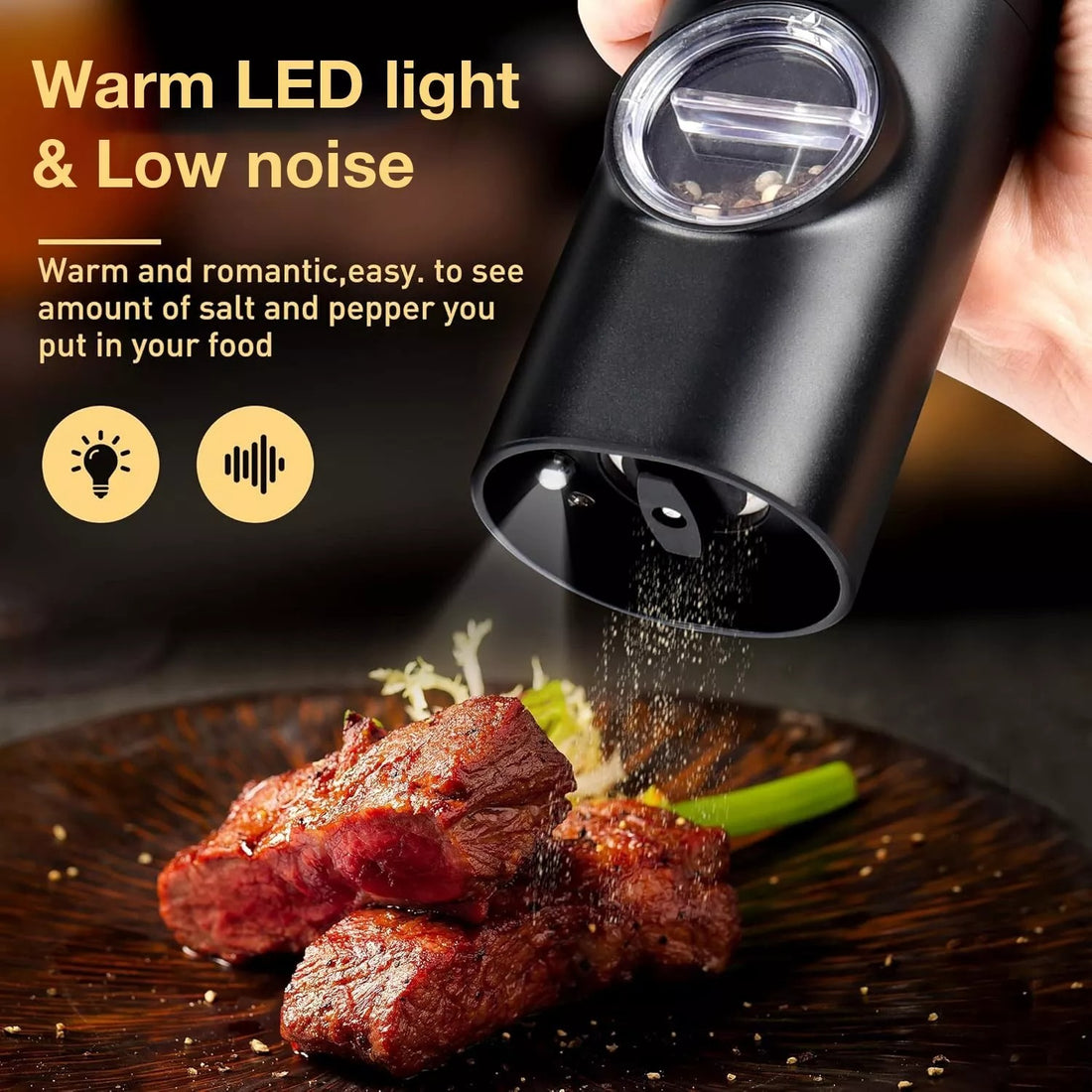 Electric Salt and Pepper Grinder Mill Shaker Adjustable Coarseness Automatic
