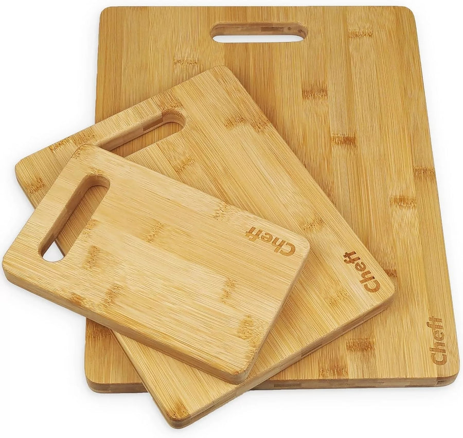 Bamboo Cutting Board Set - Thick Wood Serving Boards For Kitchen