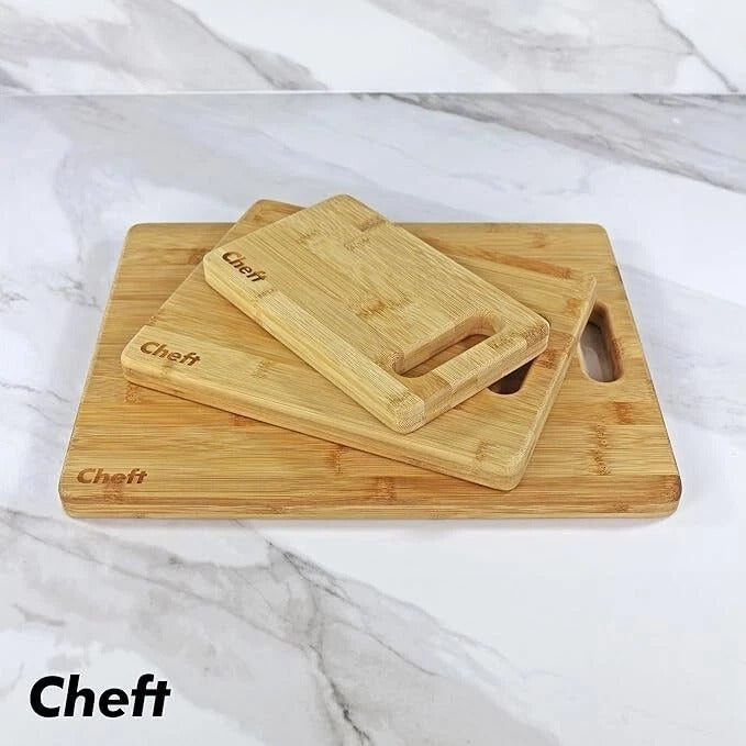 Bamboo Cutting Board Set - Thick Wood Serving Boards For Kitchen