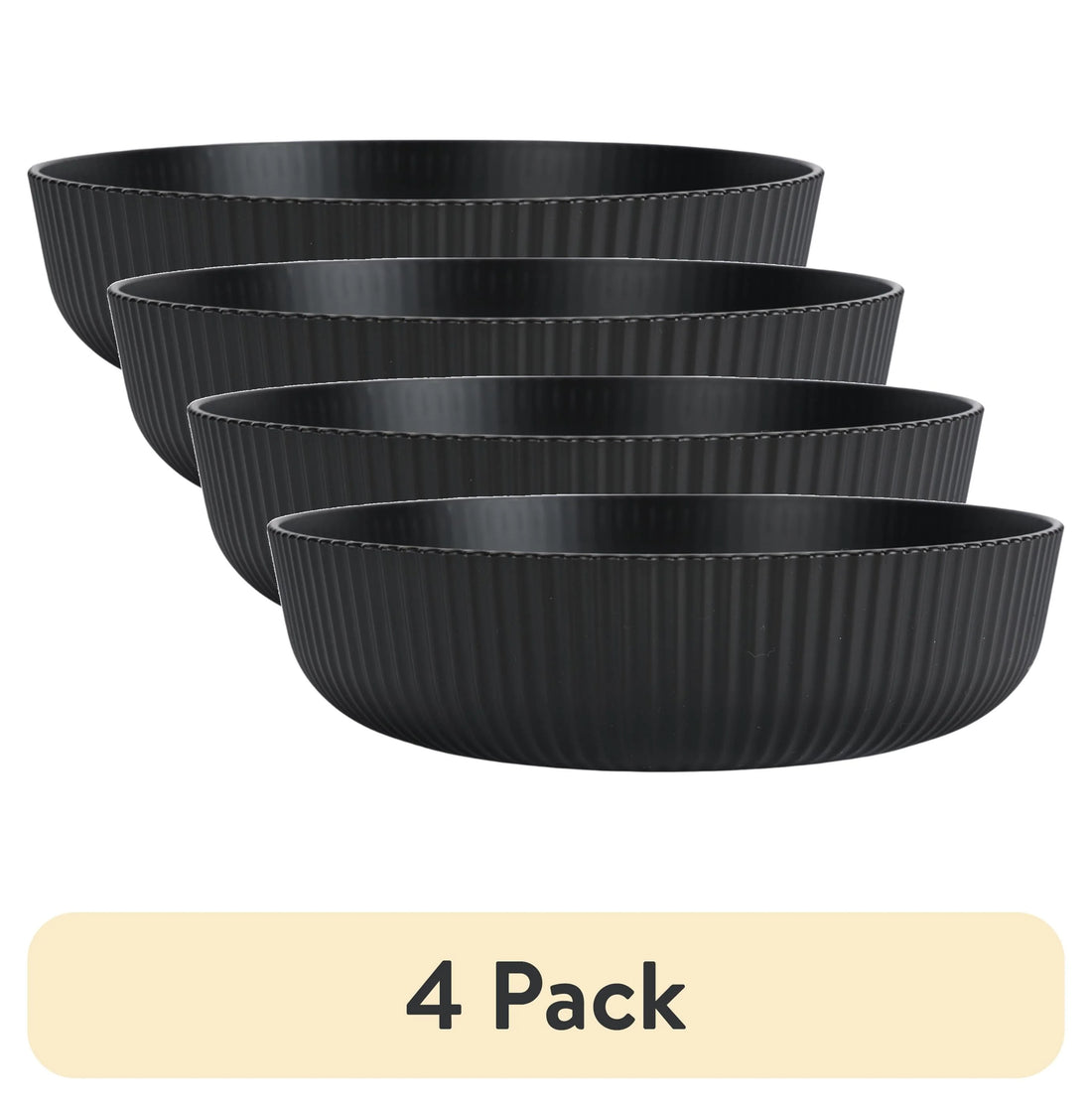 Mainstays - Black Eco-Friendly Plastic Dinner Bowl, 43-Ounce 4 Pack