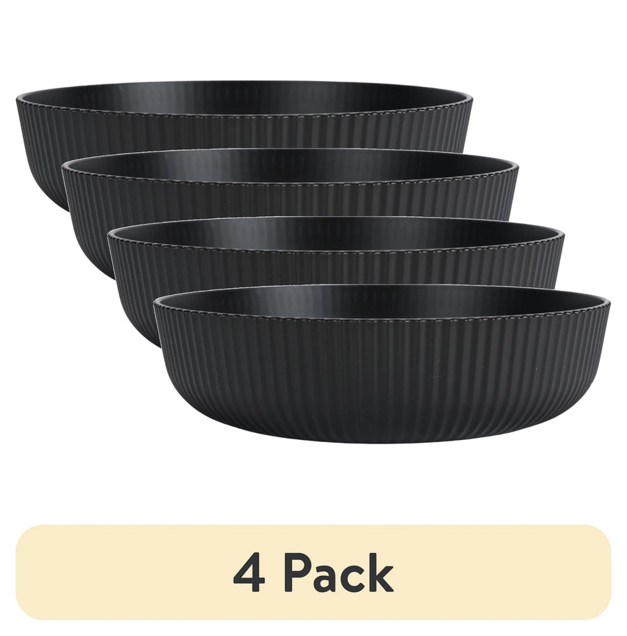 Mainstays - Black Eco-Friendly Plastic Dinner Bowl, 43-Ounce 4 Pack